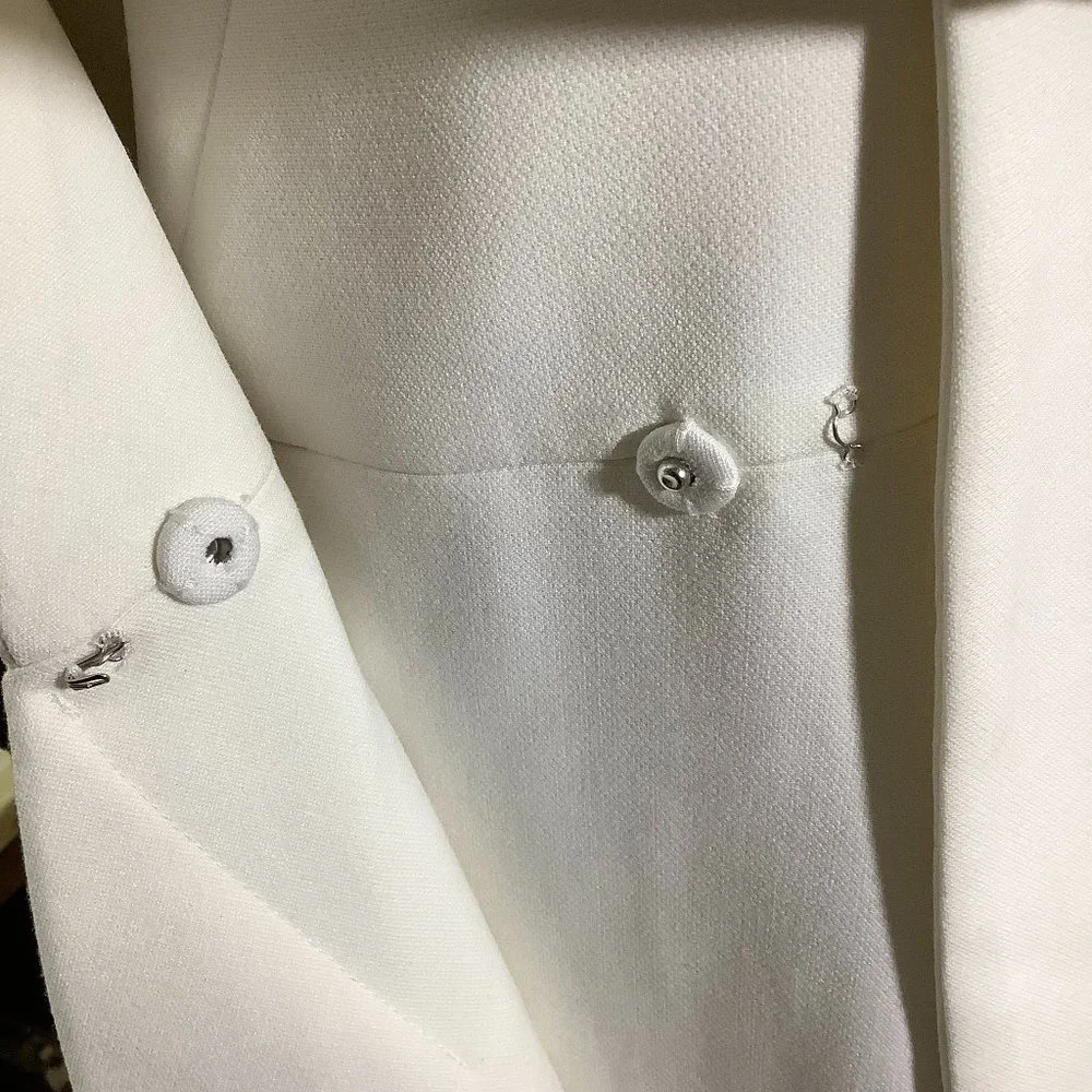 BCBGMAXAZRIA Off-White Paola Tassels Trim Blazer Long Size XXS - Picture 14 of 15